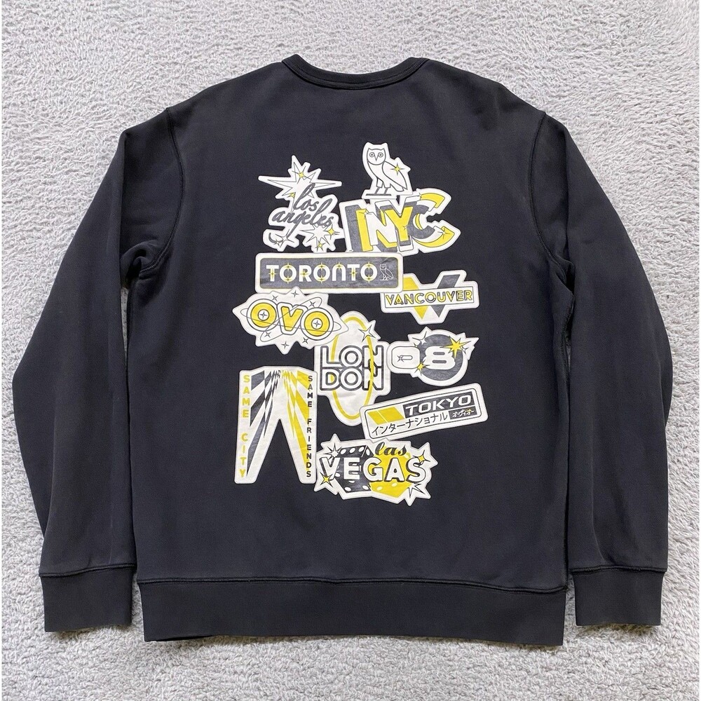 October’s Very Own OVO Sweatshirt Mens Medium Black Pullover Crewneck Drake